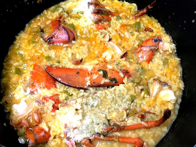 Soupy rice with lobster