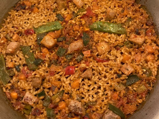 Riz avec viande maigre et légumes